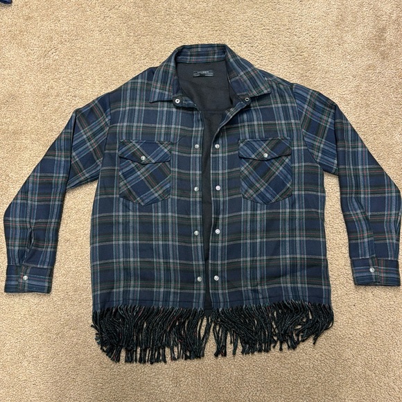 Zara Tops - Zara women flannel overshirt with fringe. Size XS
